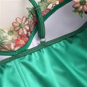 Elegant Emerald Character-Inspired Floral Embroidered Corset N23762