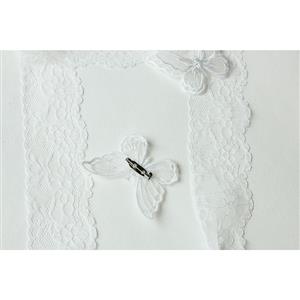 Elegant White Sheer Floral Lace Removable Butterfly Tying Necklace Accessory J19192