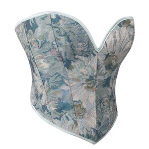 Elegant Floral Print Corset - Stylish Strapless Body Shaper for Women N237589
