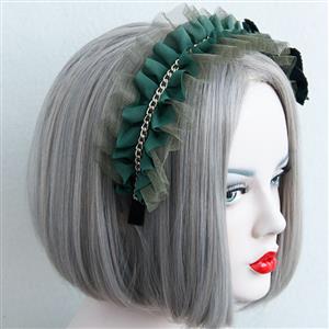 Forest Elf Green Flower Ruched Mesh Hair Clasp J12805