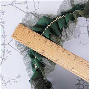 Forest Elf Green Flower Ruched Mesh Hair Clasp J12805