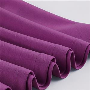 Elegant Purple Half-high Neck Front Button Short Sleeve High Waist Midi Hip Dress N23040