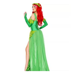 3Pcs Elegant Green Jungle Girl Low-cut High Waist Dress Halloween Cosplay Costume N19547