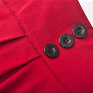 Women's Elegant Red Rubber Band Maxi Cotton Skirt N22372