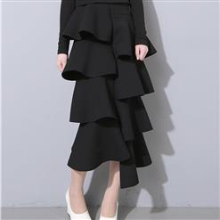 Steampunk Black Skirt, Black Skirt for Women, Irregular Skirt, Pirate Costume, Gothic Cosplay Skirt, #HG13063