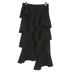 Elegant Ruffles Irregular Casual Long Skirt N13070