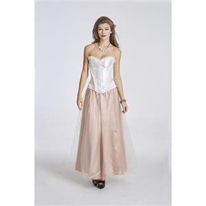 Elegant Satin Pink-white Corset and Tulle Skirt Set N11348