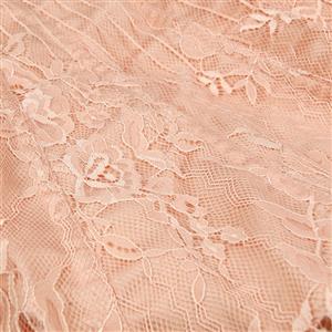 Gothic Elegant Sexy Flesh-pink Strapless Stripe Lace Plastic Bone Corset Mini Dress N20261