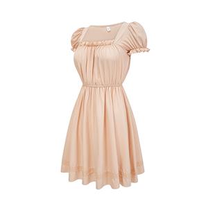 Women's Elegant Square-Neck Ruffled Dress - Short Sleeve Flowy A-Line Mini Dress with Elastic Waist N23778