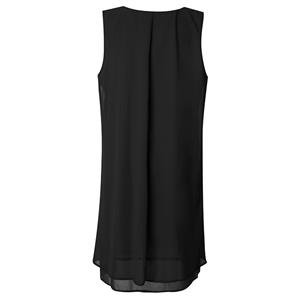 2pcs Elegant Black Chiffon Scoop Neck Tank Dress and Tulle Thin Coat Office Lady Suit N18743