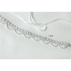 Elegant White Pearl Woven Strap Gothic Style Necklace J19190