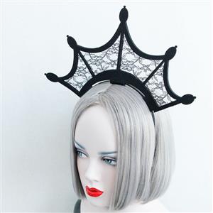Evil Queen Black Lace Crown Masquerade Party Hairhoop J12829