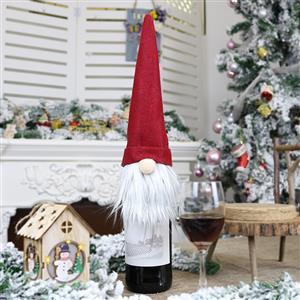 Red Faceless Doll Wine Bottle Cover Plush Toy Christmas Decoration Accessory XT19890