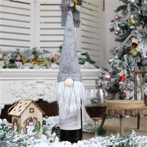 Grey Faceless Doll Wine Bottle Cover Plush Toy Christmas Decoration Accessory XT19891