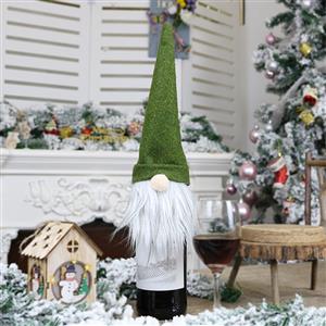 Green Faceless Doll Wine Bottle Cover Plush Toy Christmas Decoration Accessory XT19892