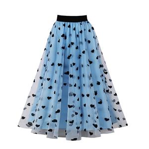 Fashion Blue Victorian Gothic Double Layered Elastic Band High Waist Skirt N22738