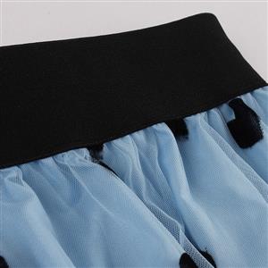 Fashion Blue Victorian Gothic Double Layered Elastic Band High Waist Skirt N22738