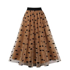 Fashion Khaki Victorian Gothic Double Layered Elastic Band High Waist Skirt N22739