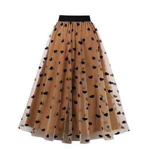 Fashion Khaki Victorian Gothic Double Layered Elastic Band High Waist Skirt N22739