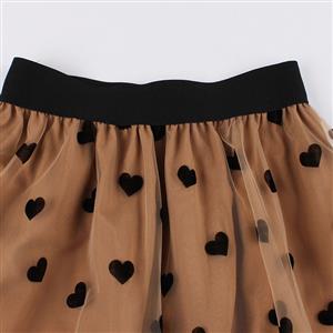 Fashion Khaki Victorian Gothic Double Layered Elastic Band High Waist Skirt N22739