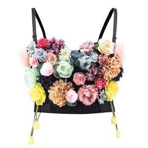 Sweet Fancy 3D Simulation Flower Padded Underwire Bustier Bra Clubwear Crop Top N18725