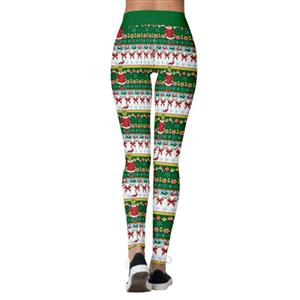 Fashion 3D Digital Print Green Monster Stealing Christmas High Waist Elastic Leggings L21565