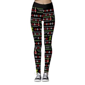 Comfortable Yoga Sports Leggings, Christmas Leggings, Digital Print Leggings, Printed Yoga Pants, Christmas Cropped Pants, Fashion Fitness Leggings, Christmas Costumes, #L21566