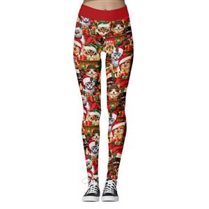 Comfortable Yoga Sports Leggings, Christmas Leggings, Digital Print Leggings, Printed Yoga Pants, Christmas Cropped Pants, Fashion Fitness Leggings, Christmas Costumes, #L21568