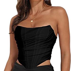 Retro Fantasies Black Backless Strapless 8 Plastic Bones Zipper Underbust Corset N22452