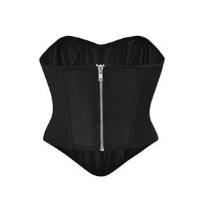 Retro Fantasies Black Backless Strapless 11 Plastic Bones Zipper Underbust Corset N22678