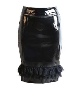 Fashion Black PVC Lace Knee-length Skirt HG10966