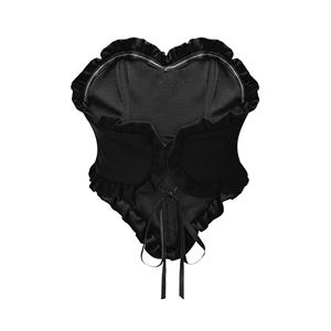 Retro Sexy Black Backless Strapless 5 Plastic Bones Lace-up Underbust Corset N22912