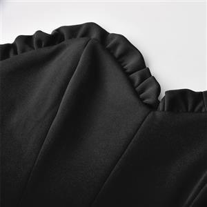 Retro Sexy Black Backless Strapless 5 Plastic Bones Lace-up Underbust Corset N22912