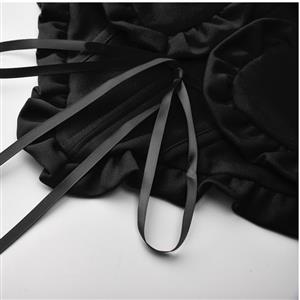 Retro Sexy Black Backless Strapless 5 Plastic Bones Lace-up Underbust Corset N22912