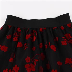 Fashion Black Victorian Gothic Mesh Double Layered Elastic Band High Waist Skirt N23036