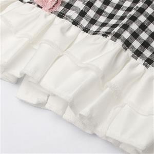 Vintage-Style Gingham Corset Top with Lace Trim - Women's Fashion Blouse N23749