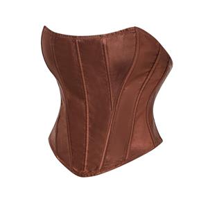 Women's Satin Corset Top Sexy Backless Strapless Sweetheart Neck Bustier Boned Bodyshaper Party Crop Top N23630