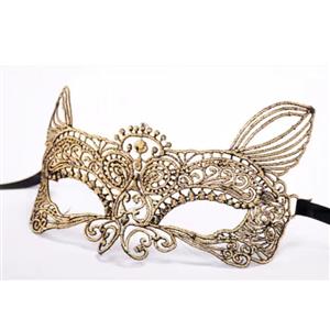 Fashion Women's Catwoman Seductive Masquerade Party Golden Lace Mask MS22979