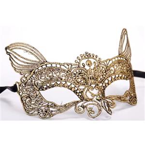 Fashion Women's Catwoman Seductive Masquerade Party Golden Lace Mask MS22979