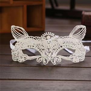 Fashion Women's Catwoman Seductive Masquerade Party White Lace Mask MS22978