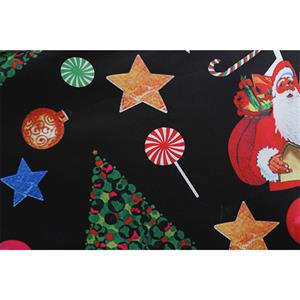 Fashion Christmas Cartoon Pattern Splice Long Sleeve High Waist Belted Midi Dress N19636