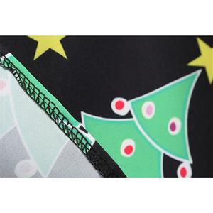Fashion Christmas Tree Print Round Neckline Long Sleeve Belted Swing Dress N19631