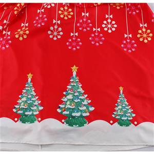 Fashion Christmas Tree and Snowflake Print Round Neckline Short Sleeve Swing Dress N19939
