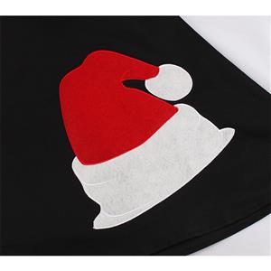 Fashion Christmas Hat Pattern Wavy Lapel Cape Sleeve Party Midi Dress N20028