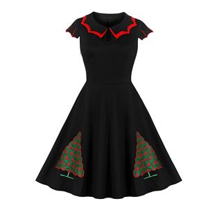 GIFC Fashion Women Plus Size Fashion Christmas Plus Size Kitten Pattern Swing Dress