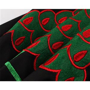 Fashion Christmas Tree Pattern Wavy Bat-shaped Lapel Cape Sleeve Party Midi Dress N20049