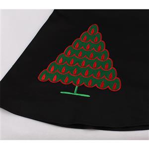 Fashion Christmas Tree Pattern Wavy Bat-shaped Lapel Cape Sleeve Party Midi Dress N20049