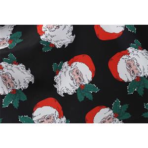 Fashion Santa Claus Pattern Long Sleeves Round Neckline High Waist Christmas Midi Dress N18574
