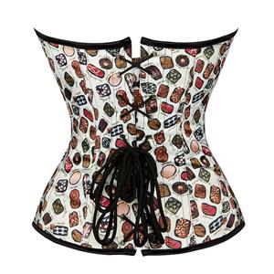 Fashion 12 Plastic Boned Dessert Print Waist Cincher Strapless Body Shaper Overbust Corset N21826