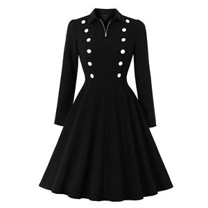 Retro Rockabilly Picnic Swing Dress, Fashion Casual Double-breasted Dress, Fashion Casual Office Lady Dress, Sexy Midi Dress, Retro Party Dresses for Women 1960, Vintage Dresses 1950's, Plus Size Dress, Sexy OL Dress, Vintage Party Dresses for Women, Vintage Dresses for Women, #N20054